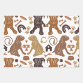 ボクサー犬カラフルマンガのシルエットシームレスwr ラッピングペーパーシート (正面)