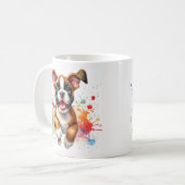 ボクサー犬カラースプラッシュ コーヒーマグカップ (正面左)