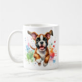 ボクサー犬カラースプラッシュ コーヒーマグカップ (左)