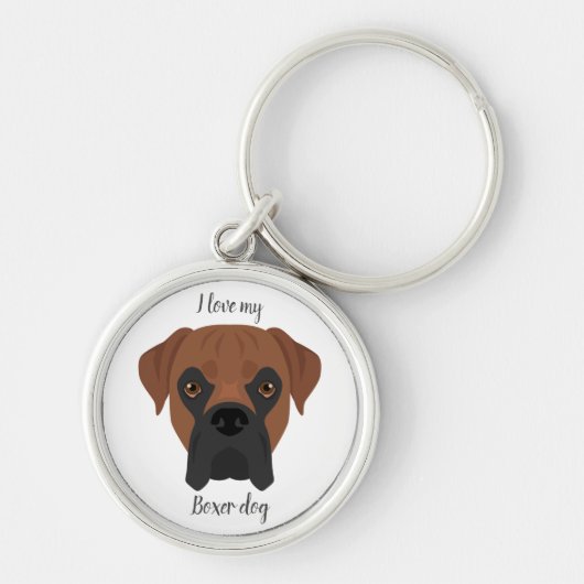 ボクサー犬キーチェーン。コートの色、eaの種類 キーホルダー (正面)