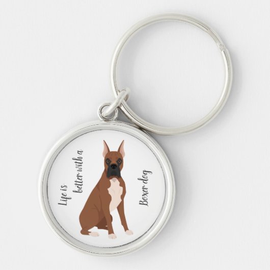 ボクサー犬キーチェーン。コートの色、eaの種類 キーホルダー (正面)