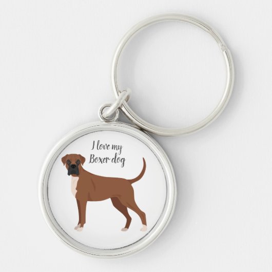 ボクサー犬キーチェーン。コートの色、eaの種類 キーホルダー (正面)