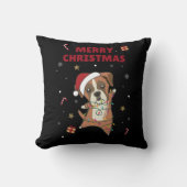 ボクサー犬クリスマス雪の冬の動物の犬が投げる クッション (正面)