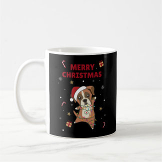ボクサー犬クリスマス雪の冬獣犬 コーヒーマグカップ