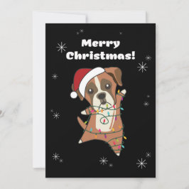 ボクサー犬クリスマス雪の冬獣犬 シーズンカード
