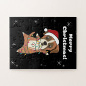 ボクサー犬クリスマス雪の冬獣犬 ジグソーパズル (横)