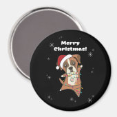 ボクサー犬クリスマス雪の冬獣犬 マグネット (正面/裏面)