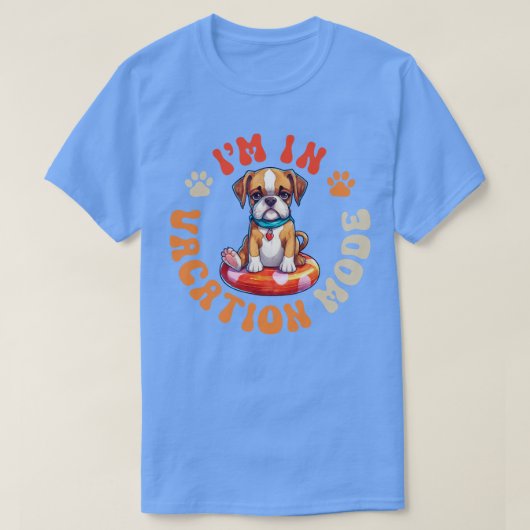 ボクサー犬バケーションモード1 Tシャツ (デザイン正面)
