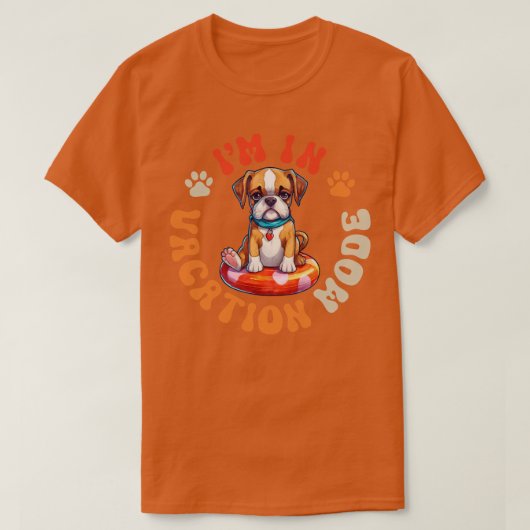 ボクサー犬バケーションモード Tシャツ (デザイン正面)