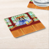 ボクサー犬ビールパブ スクエアペーパーコースター (アングル)