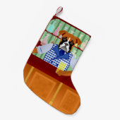 ボクサー犬ビールパブ スモールクリスマスストッキング (正面 (吊り時))