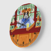 ボクサー犬ビールパブ ラージ壁時計 (傾斜)