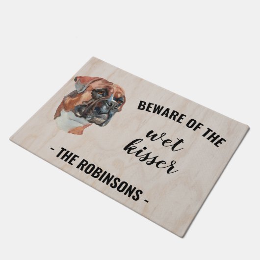 ボクサー犬フォトドパーソナライズされたアマット ドアマット (アングル)