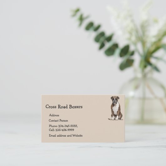 ボクサー犬ペット動物用名刺マグネット 名刺 (スタンド正面)