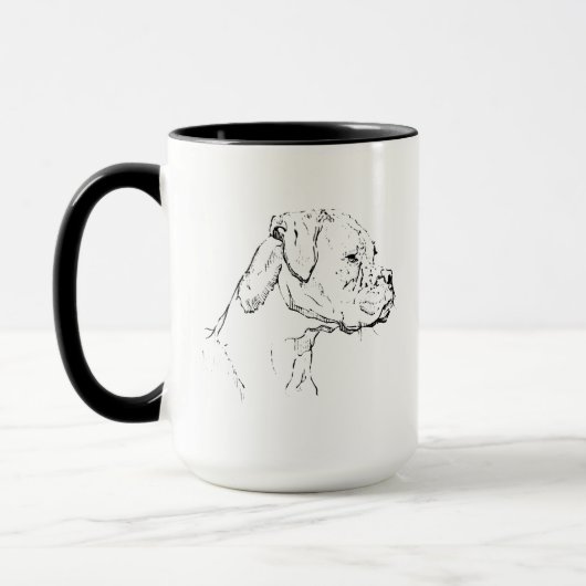ボクサー犬マグカップ – 手描きの墨絵の犬のコーヒーカップ マグカップ (左)