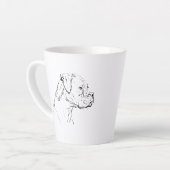ボクサー犬マグカップ - 手描きの墨絵の犬コーヒーマグ カフェラテマグ (左アングル)