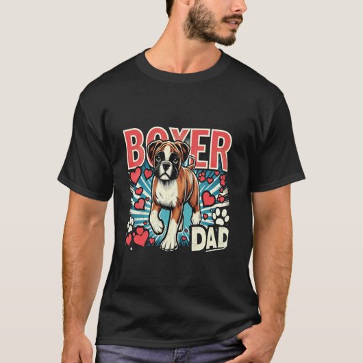 ボクサー犬愛好家のためのボクサー犬パパ Tシャツ (正面)
