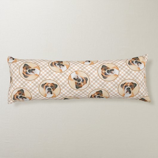 ボクサー犬絵を描子未切り耳可愛い犬アート ボディピロー (裏面)