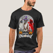 ボクサー犬3匹 ブリンドルボクサー ミイラ 魔法使い 悪魔 ハロウィン Tシャツ (正面)