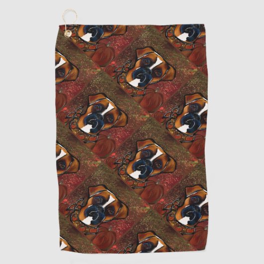 ボクサー犬 ゴルフタオル (正面)