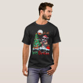 ボクサー犬 サンタ帽子 クリスマスツリーのライト メリークリスマス Tシャツ (正面フル)
