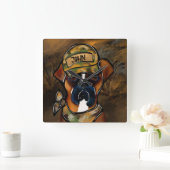 ボクサー犬 スクエア壁時計 (ホーム)