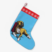 ボクサー犬 スモールクリスマスストッキング (正面 (吊り時))