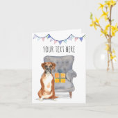 ボクサー犬 パーソナライズ テキスト グリーティング カード (黄色い花)