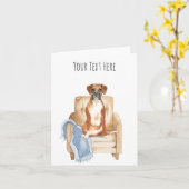 ボクサー犬 パーソナライズ テキスト グリーティング カード (黄色い花)