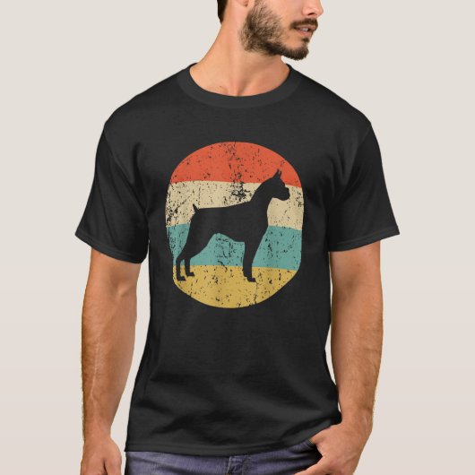 ボクサー犬 ビンテージ レトロ Tシャツ (正面)
