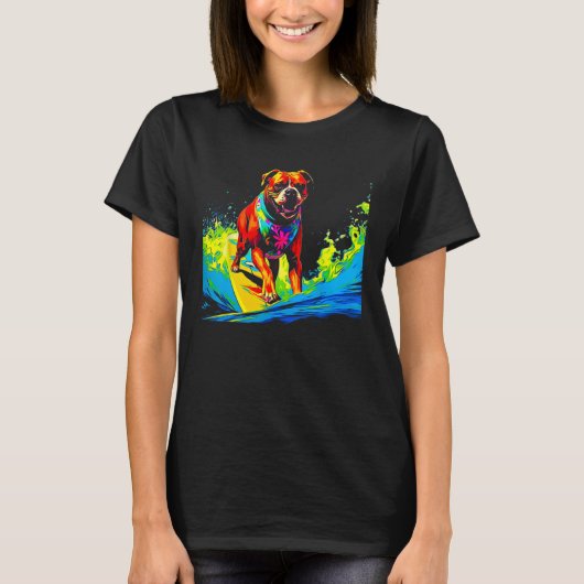 ボクサー犬 ポップ サーフ Tシャツ (正面)