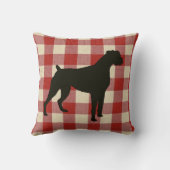 ボクサー犬 | レッドカントリープレイド クッション (裏面)