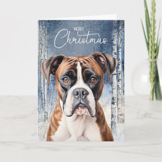 ボクサー犬 冬のアスペンの森 クリスマス (正面)