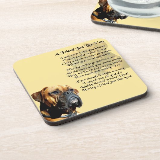 ボクサー犬-友人の詩のコースター コースター (左側)