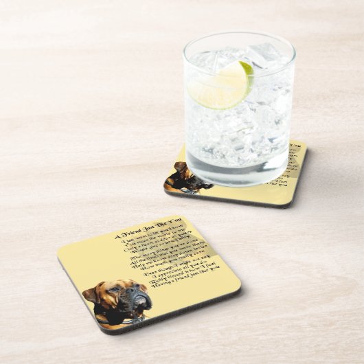ボクサー犬-友人の詩のコースター コースター (右側)