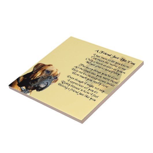 ボクサー犬-友人の詩のタイル タイル (側面)