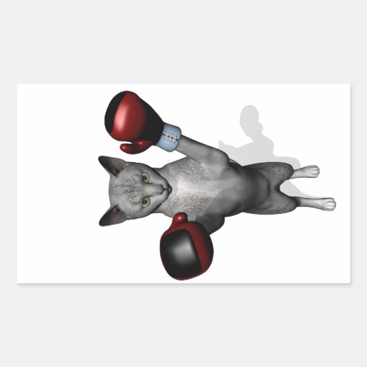 ボクサー猫 長方形シール (正面)