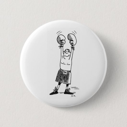 ボクサー白ボタン 缶バッジ (正面)