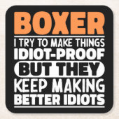 ボクサー私は物事を作ろうとしおもしろいてことわざクール・ボクサー スクエアペーパーコースター (正面)