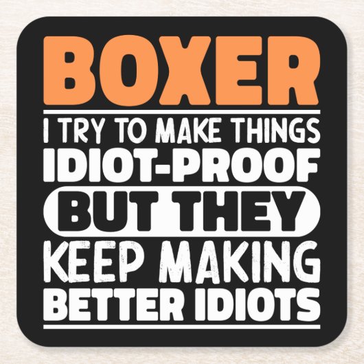 ボクサー私は物事を作ろうとしおもしろいてことわざクール・ボクサー スクエアペーパーコースター (正面)