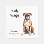 ボクサー結婚ドッグ スタンダードカクテルナプキン (正面)