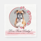 =ボクサー結婚犬のナプキンと犬の写真 スタンダードランチョンナプキン (正面)