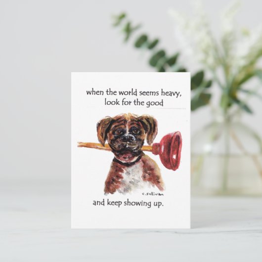 ボクサー絵を描とメッセージの水感動的色 ポストカード (スタンド正面)