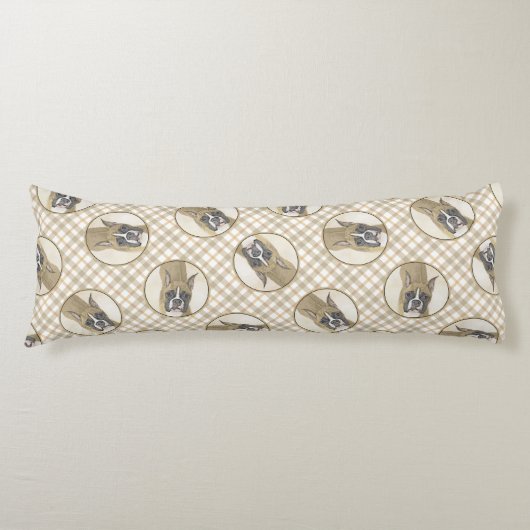 ボクサー絵を描ズの子犬のクロップかわいい犬のアートをドッキング ボディピロー (正面)