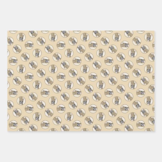 ボクサー絵を描ズの子犬のクロップかわいい犬のアートをドッキング ラッピングペーパーシート (正面)