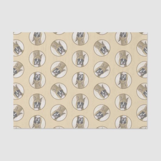 ボクサー絵を描ズの子犬のクロップかわいい犬のアートをドッキング 薄葉紙 (正面)