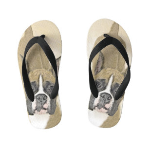 ボクサー絵画ズ – かわいいオリジナルドッグアート キッズビーチサンダル