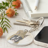 ボクサー絵画ズ – かわいいオリジナルドッグアート キーホルダー (正面右)