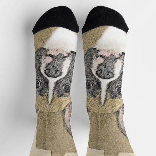 ボクサー絵画ズ – かわいいオリジナルドッグアート ソックス (上部)