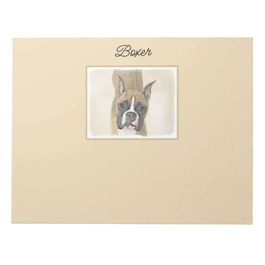 ボクサー絵画ズ – かわいいオリジナルドッグアート ノートパッド (正面)